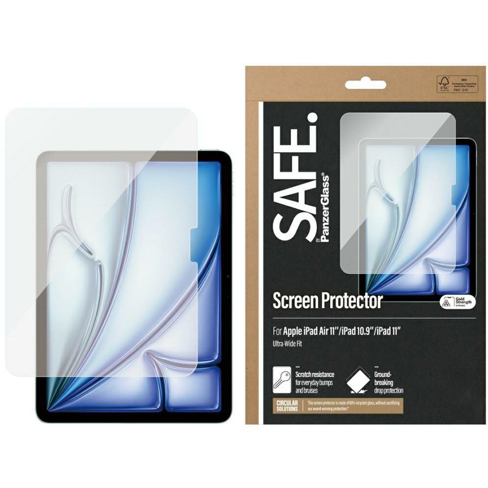 Gehärtetes Glas für iPad Air 11" M4/M3/M2 / iPad 11" 2025/2022, SAFE by PanzerGlass Ultra-Wide Fit