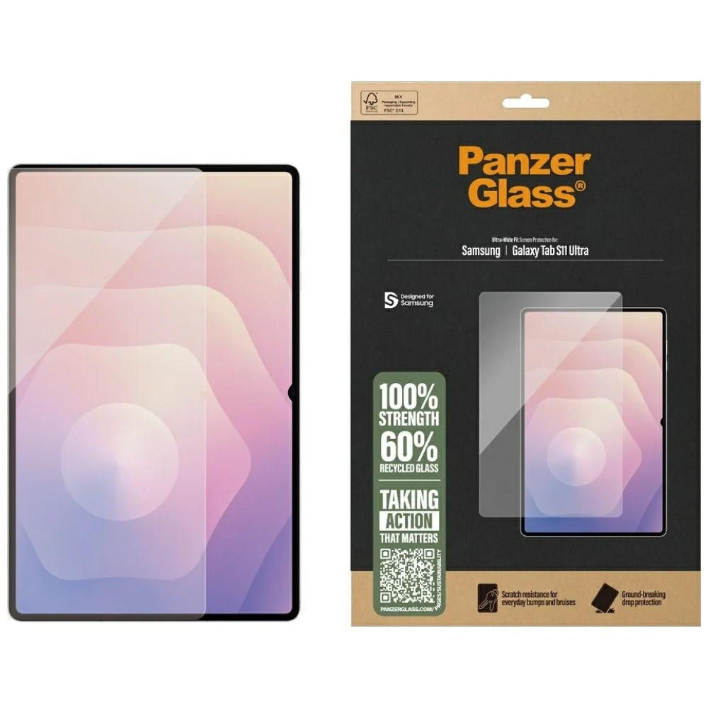 Gehärtetes Glas für Galaxy Tab S11 Ultra, PanzerGlass Ultra-Wide Fit, Transparent