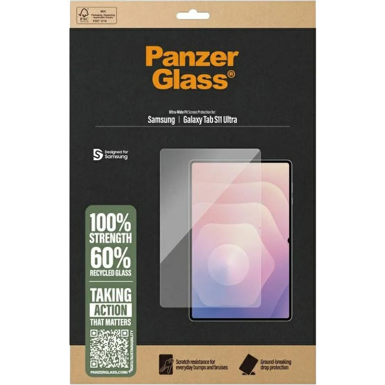 Gehärtetes Glas für Galaxy Tab S11 Ultra, PanzerGlass Ultra-Wide Fit, Transparent