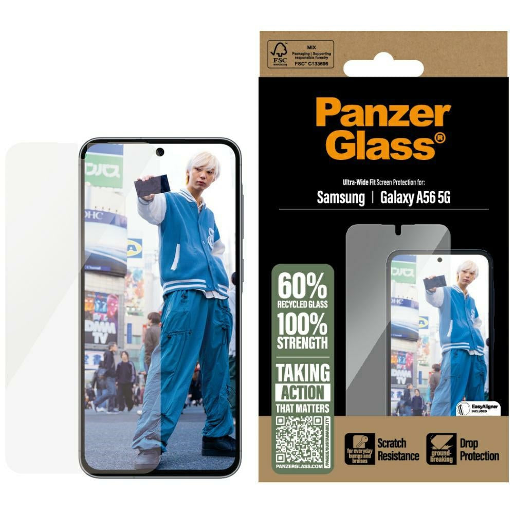 Gehärtetes Glas für Samsung Galaxy A56 5G PanzerGlass Ultra-Wide Fit, Transparent