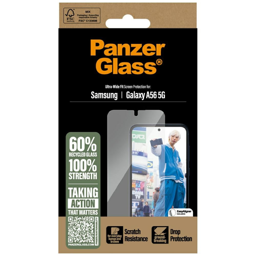 Gehärtetes Glas für Samsung Galaxy A56 5G PanzerGlass Ultra-Wide Fit, Transparent