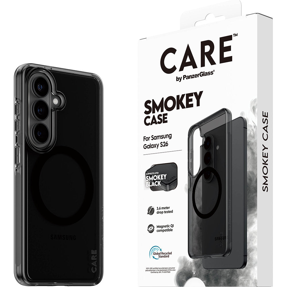 Handyhülle für Galaxy S26, CARE by PanzerGlass Smokey Case mit MagSafe, Rauchfarben
