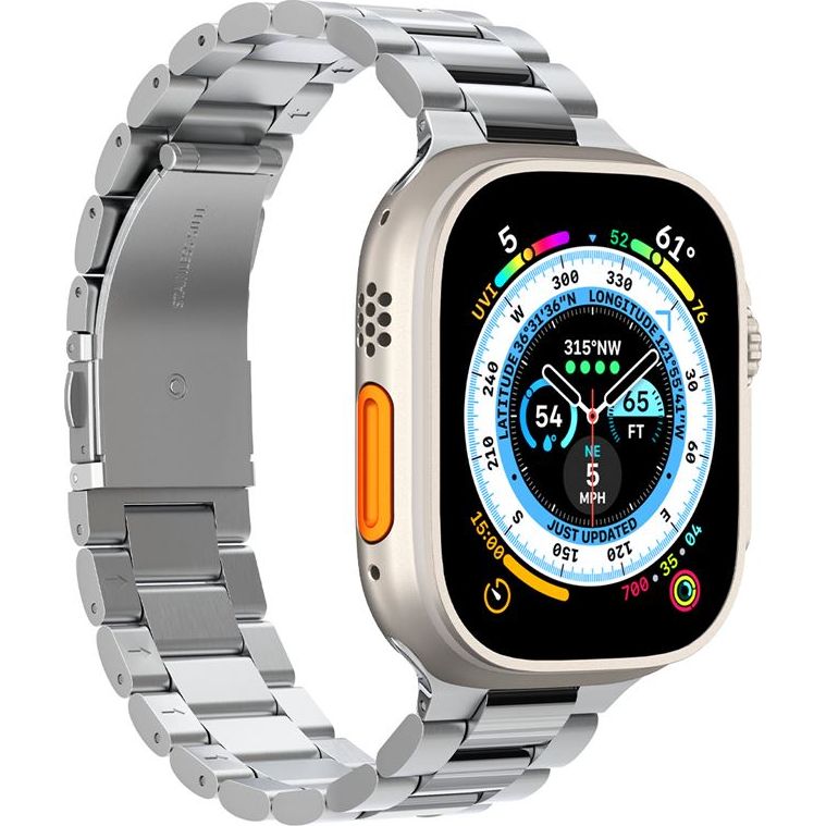 Armband für Apple Watch 49/46/45/44 mm, Spigen Modern Fit Band, Silbern