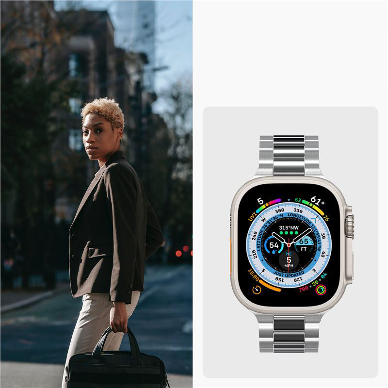 Armband für Apple Watch 49/46/45/44 mm, Spigen Modern Fit Band, Silbern