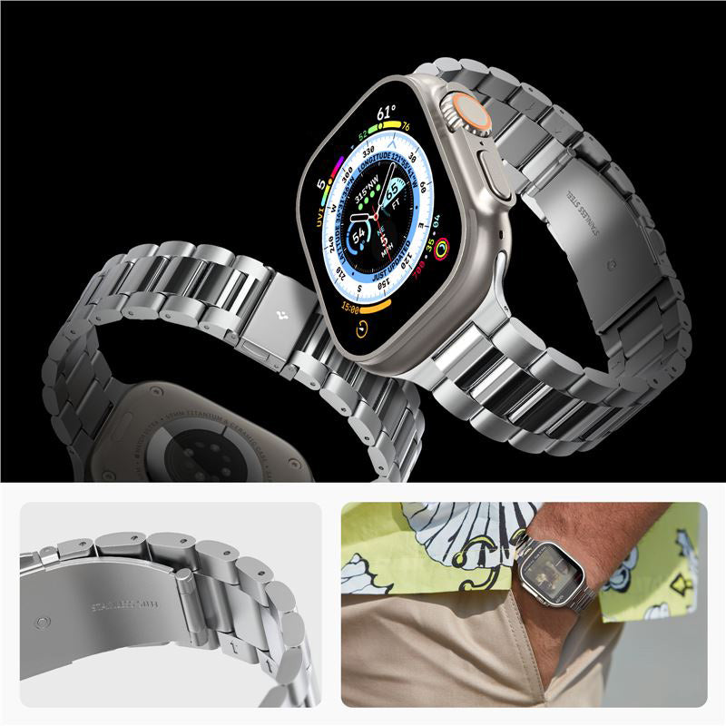 Armband für Apple Watch 49/46/45/44 mm, Spigen Modern Fit Band, Silbern