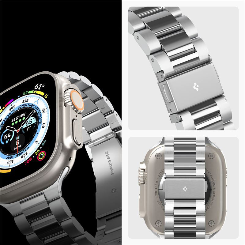 Armband für Apple Watch 49/46/45/44 mm, Spigen Modern Fit Band, Silbern