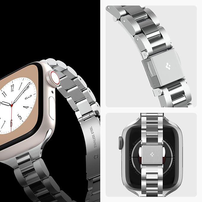 Armband für Apple Watch 42/41/40/38mm, Spigen Modern Fit Band, Silbern