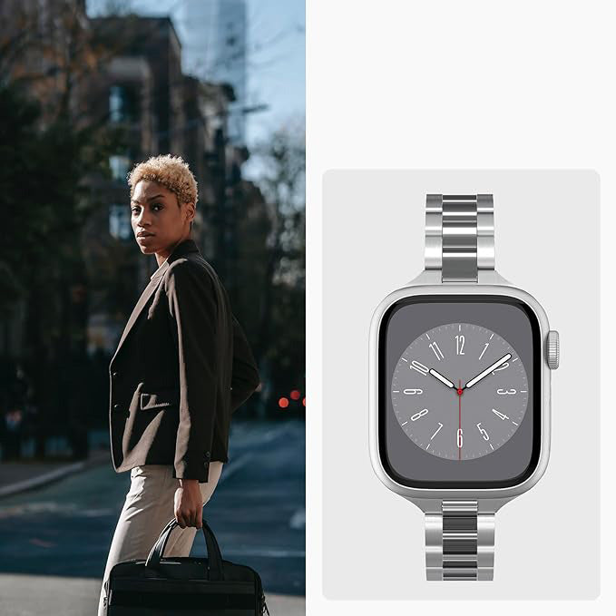 Armband für Apple Watch 42/41/40/38mm, Spigen Modern Fit Band, Silbern