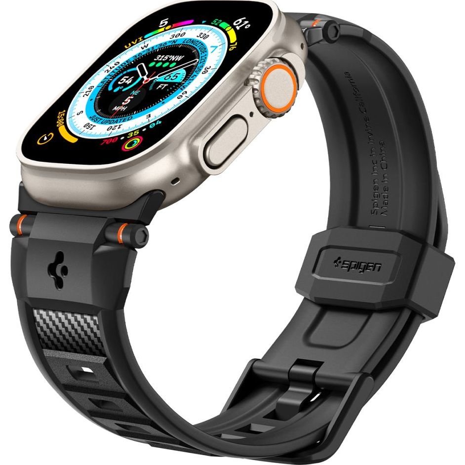 Armband für Apple Watch 49/46/45/44 mm, Spigen Rugged Ultra Band, Schwarz
