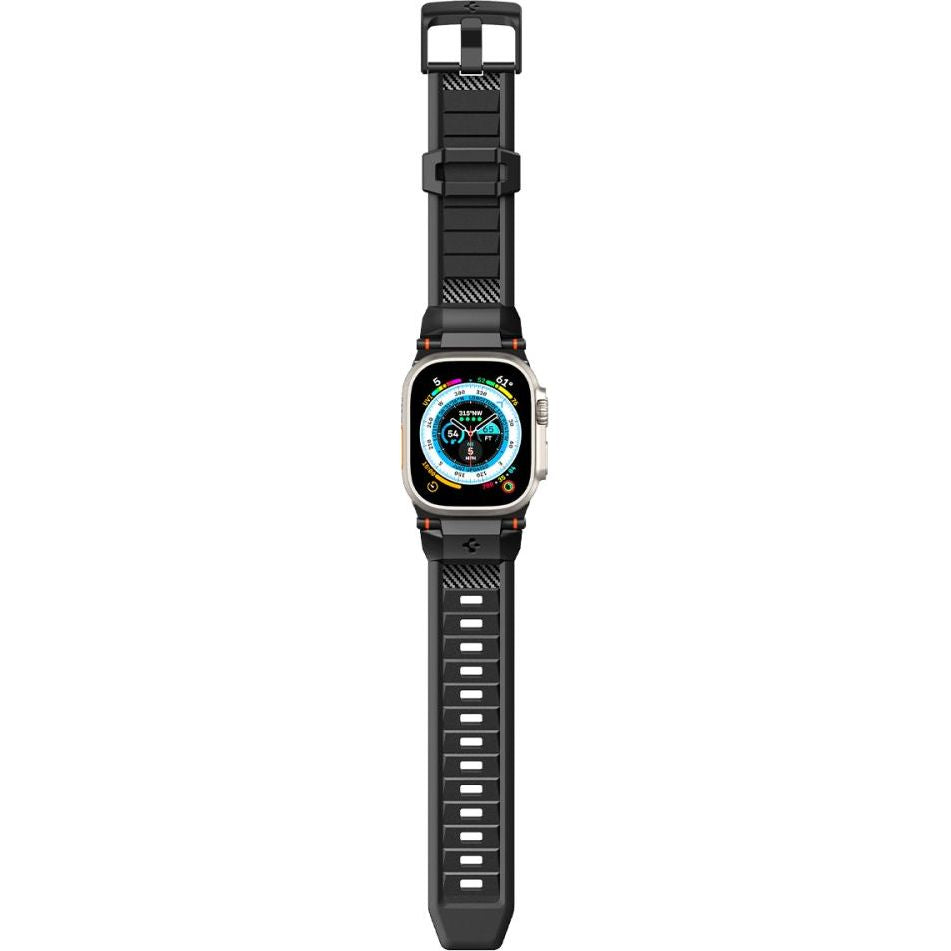 Armband für Apple Watch 49/45/44/42 mm, Spigen Rugged Ultra Band, Schwarz