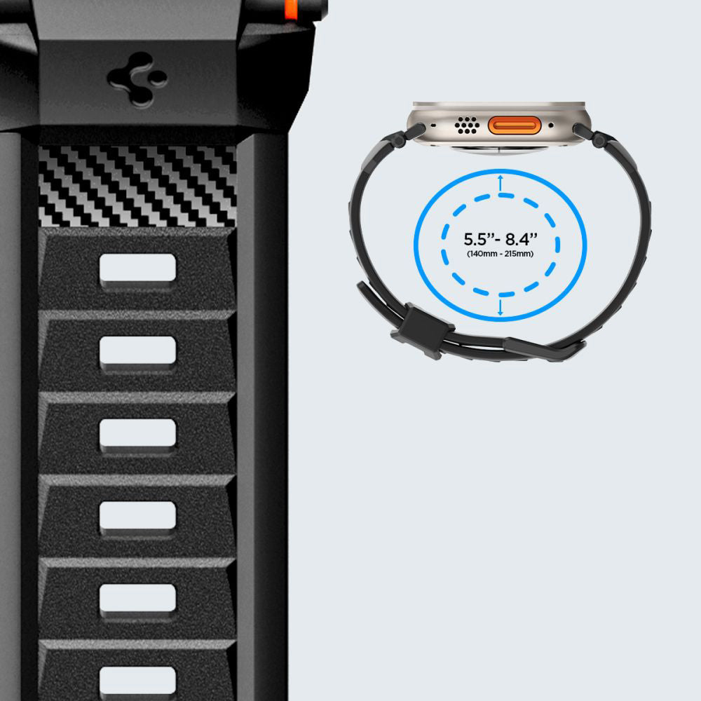 Armband für Apple Watch 49/46/45/44 mm, Spigen Rugged Ultra Band, Schwarz