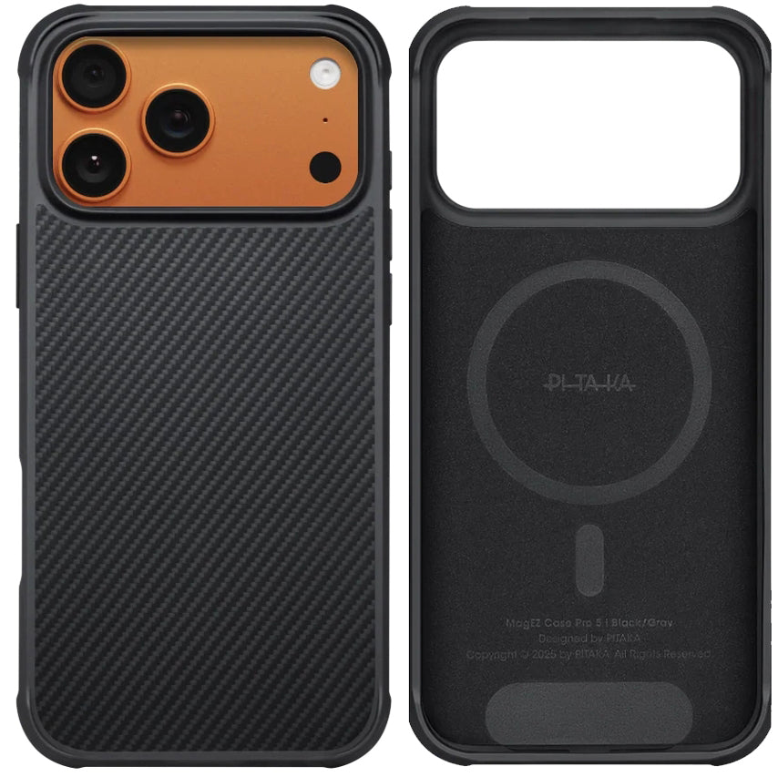 Aramid Handyhülle für iPhone 17 Pro, PITAKA Aramid ProGuard Case mit MagSafe, Schwarz