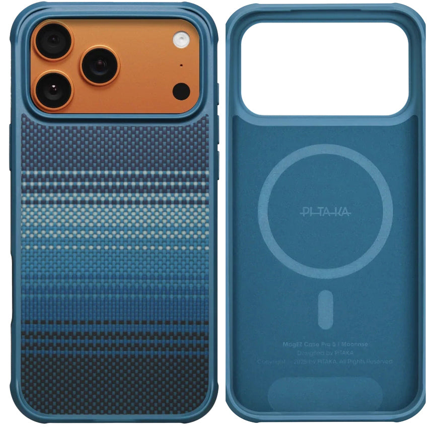 Aramid Handyhülle für iPhone 17 Pro Max, PITAKA Aramid ProGuard Case mit MagSafe, Blau ombre
