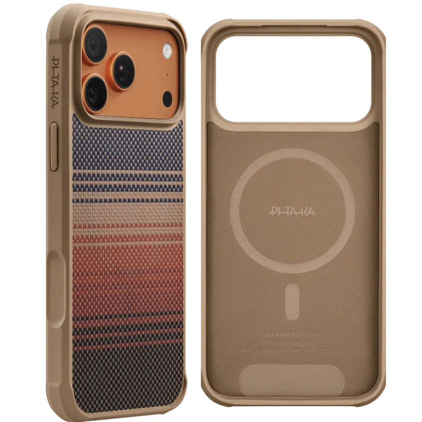 Aramid Handyhülle für iPhone 17 Pro Max, PITAKA Aramid ProGuard Case mit MagSafe, Braun-schwarz