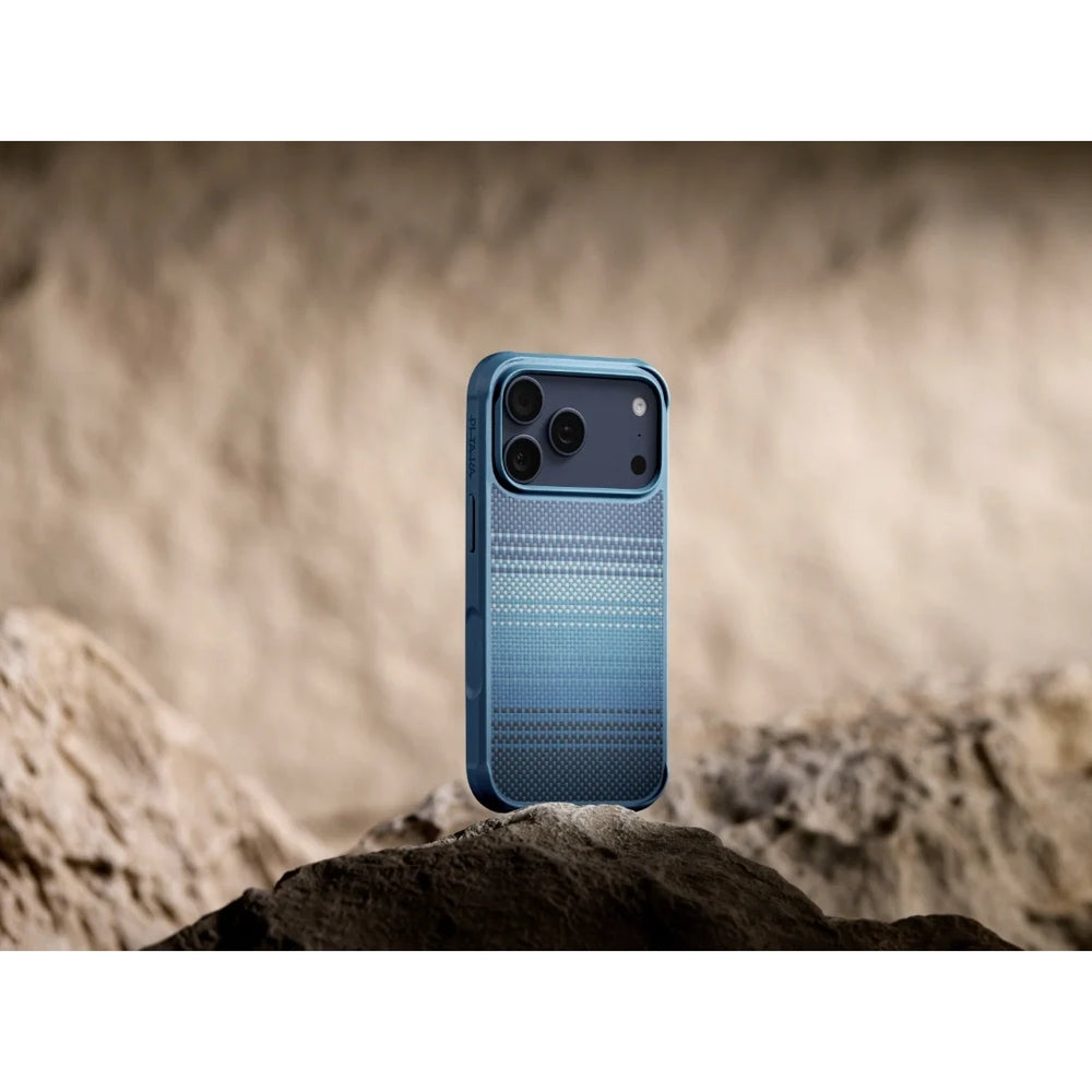 Aramid Handyhülle für iPhone 17 Pro, PITAKA Aramid ProGuard Case mit MagSafe, Blau ombre