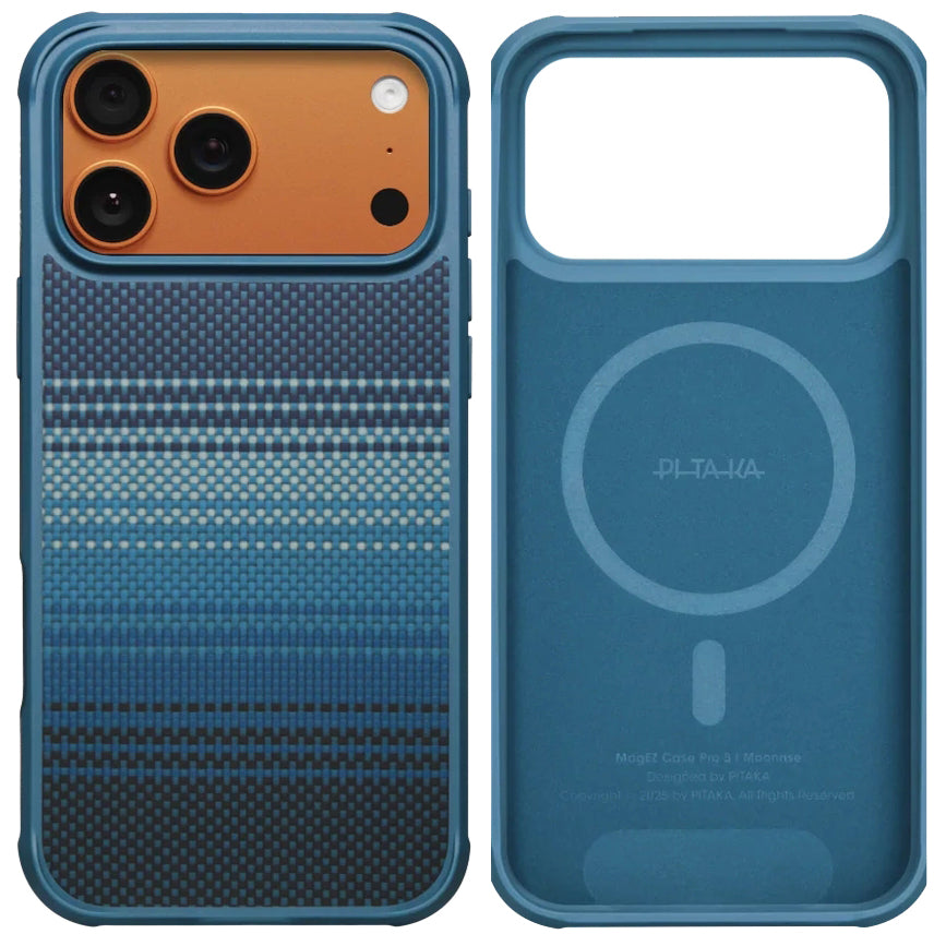 Aramid Handyhülle für iPhone 17 Pro, PITAKA Aramid ProGuard Case mit MagSafe, Blau ombre