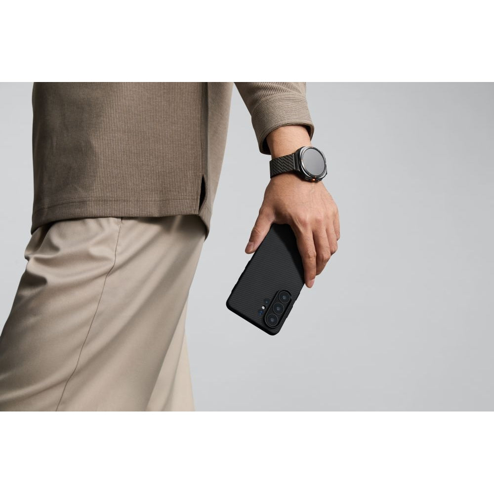 Aramid Handyhülle für Galaxy S26 Ultra, PITAKA Cairn Case mit MagSafe, Schwarz-Grau