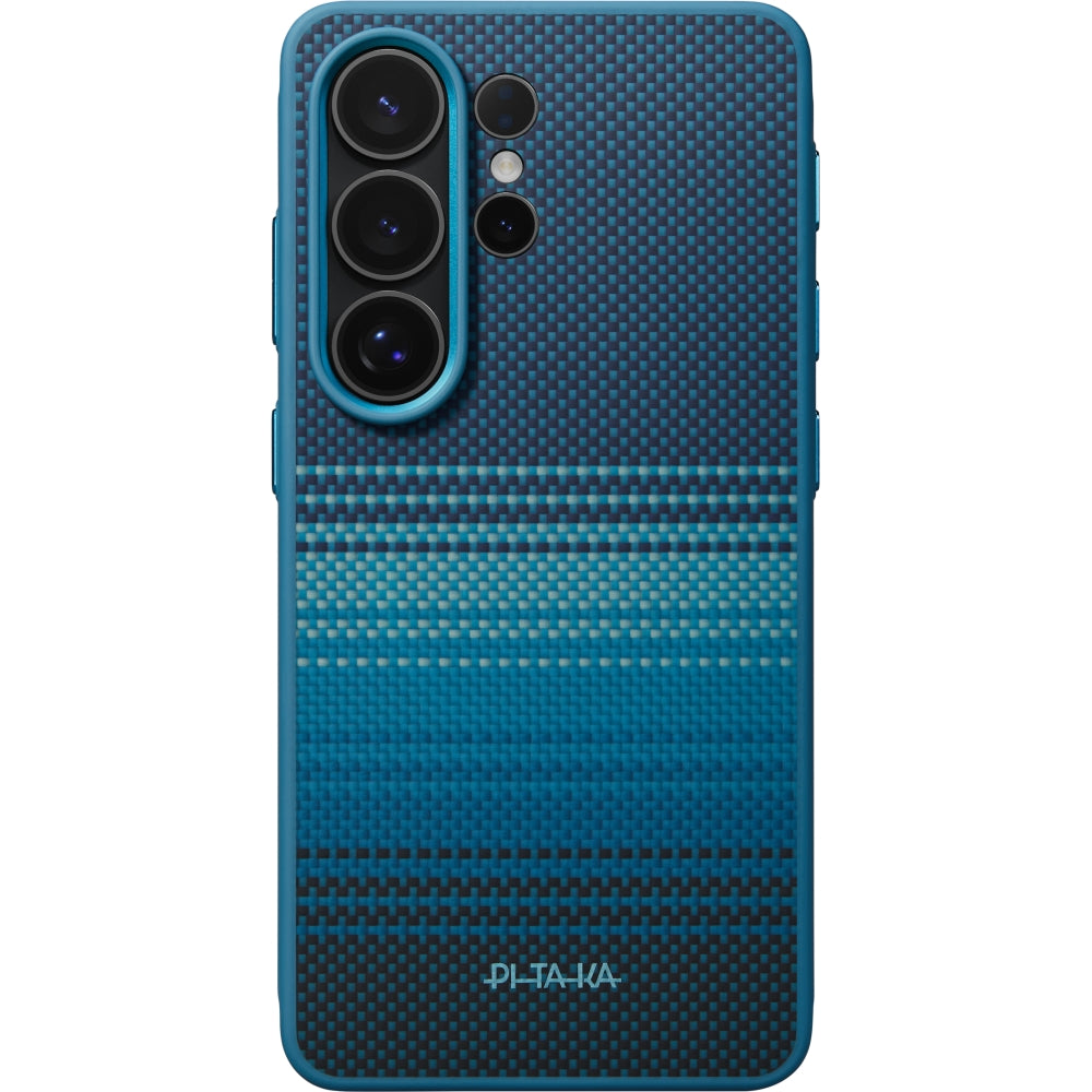 Aramid Handyhülle für Galaxy S26 Ultra, PITAKA Cairn Case mit MagSafe, Blau-schwarz