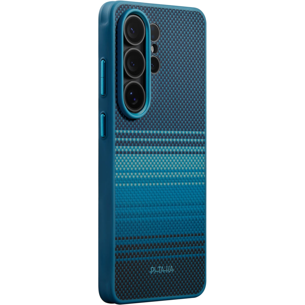 Aramid Handyhülle für Galaxy S26 Ultra, PITAKA Cairn Case mit MagSafe, Blau-schwarz