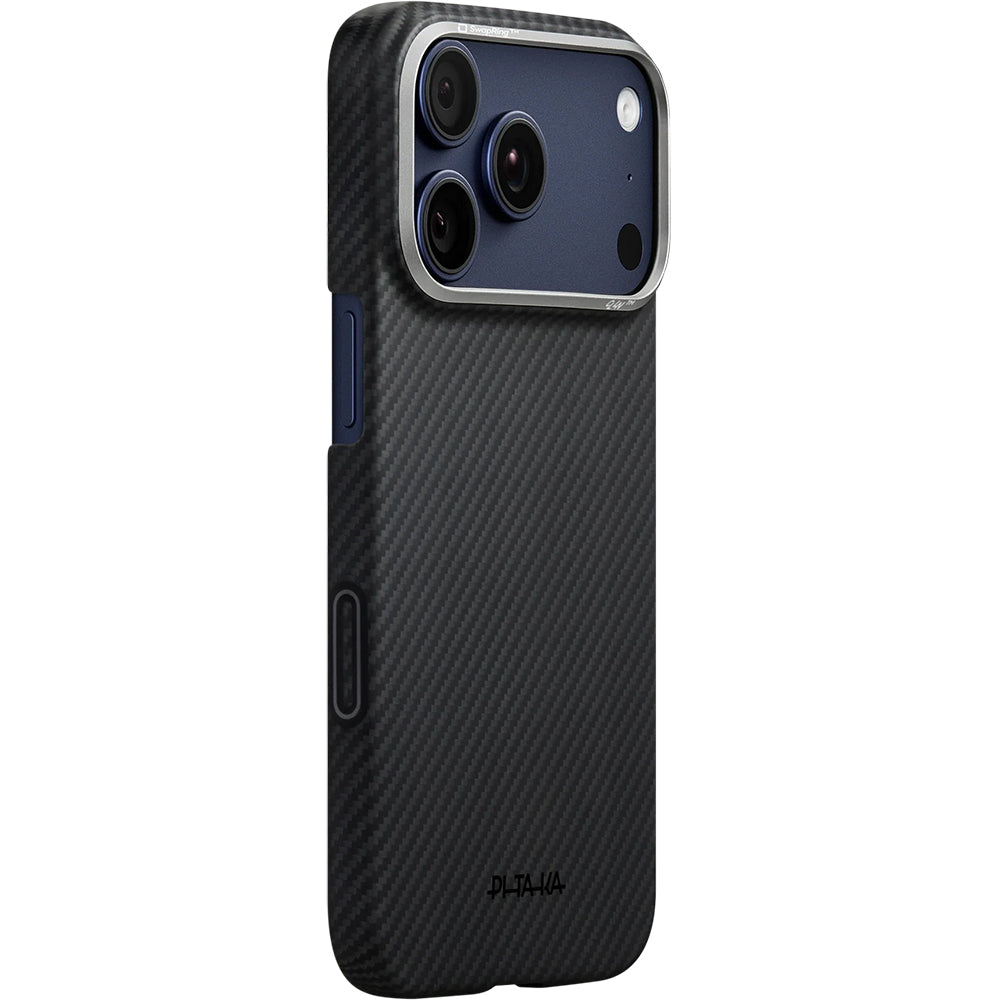 Aramid Handyhülle für iPhone 17 Pro, PITAKA Ultra-Slim Case PitaTap mit MagSafe, Schwarz