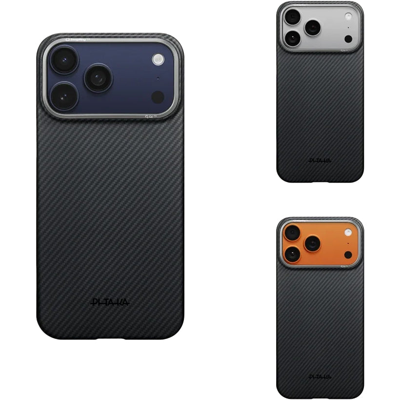 Aramid Handyhülle für iPhone 17 Pro, PITAKA Ultra-Slim Case PitaTap mit MagSafe, Schwarz