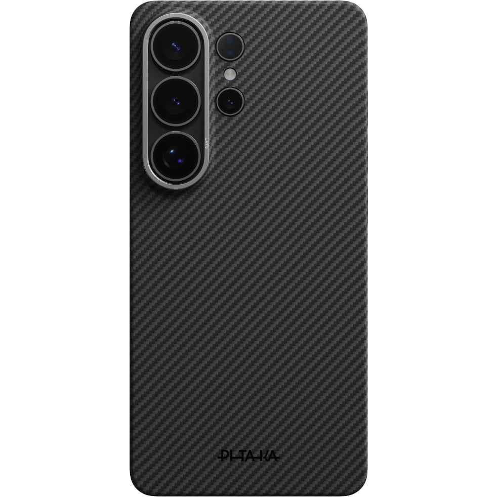 Aramid Handyhülle für Galaxy S26 Ultra, Pitaka Edge Case, mit programmierbaren Tasten Aaron Button, mit MagSafe, Schwarz