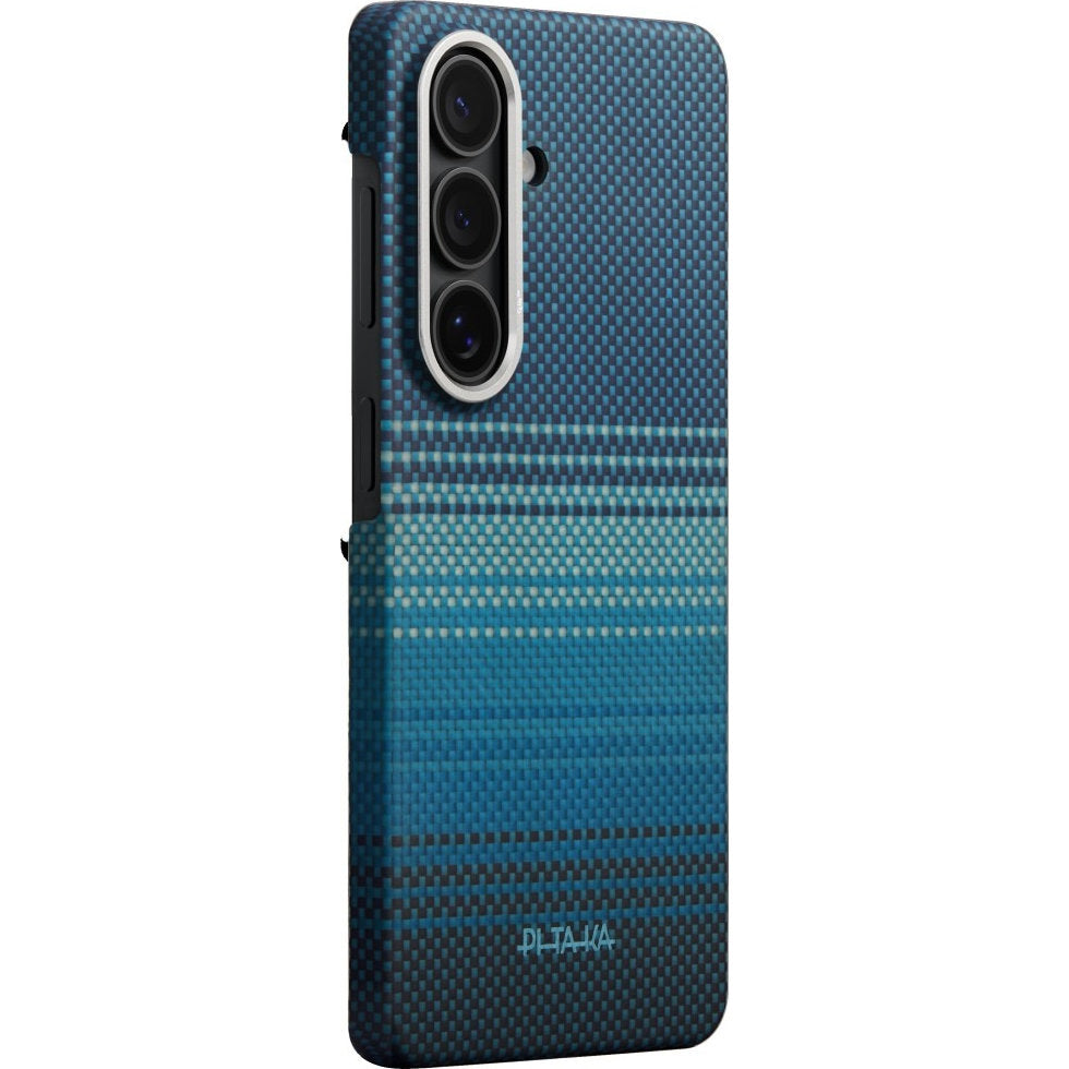 Aramid Handyhülle für Galaxy S26, Pitaka Edge Case, mit programmierbaren Tasten Aaron Button, mit MagSafe, Blau