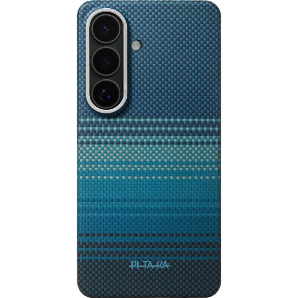 Aramid Handyhülle für Galaxy S26 Plus, Pitaka Edge Case, mit programmierbaren Tasten Aaron Button, mit MagSafe, Blau