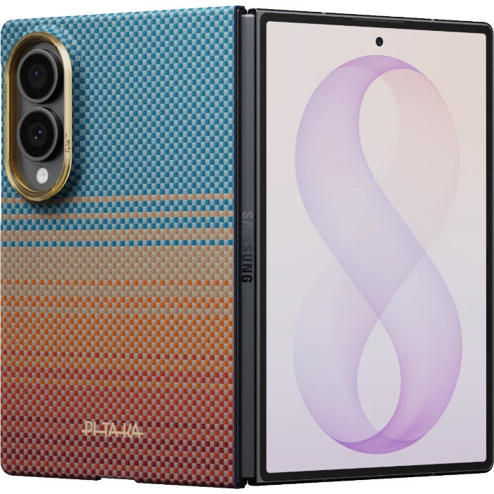 Aramid Handyhülle für Galaxy Z Fold8, PITAKA Edge Case mit MagSafe, Orange und Blau mit Kevlar (1/9)