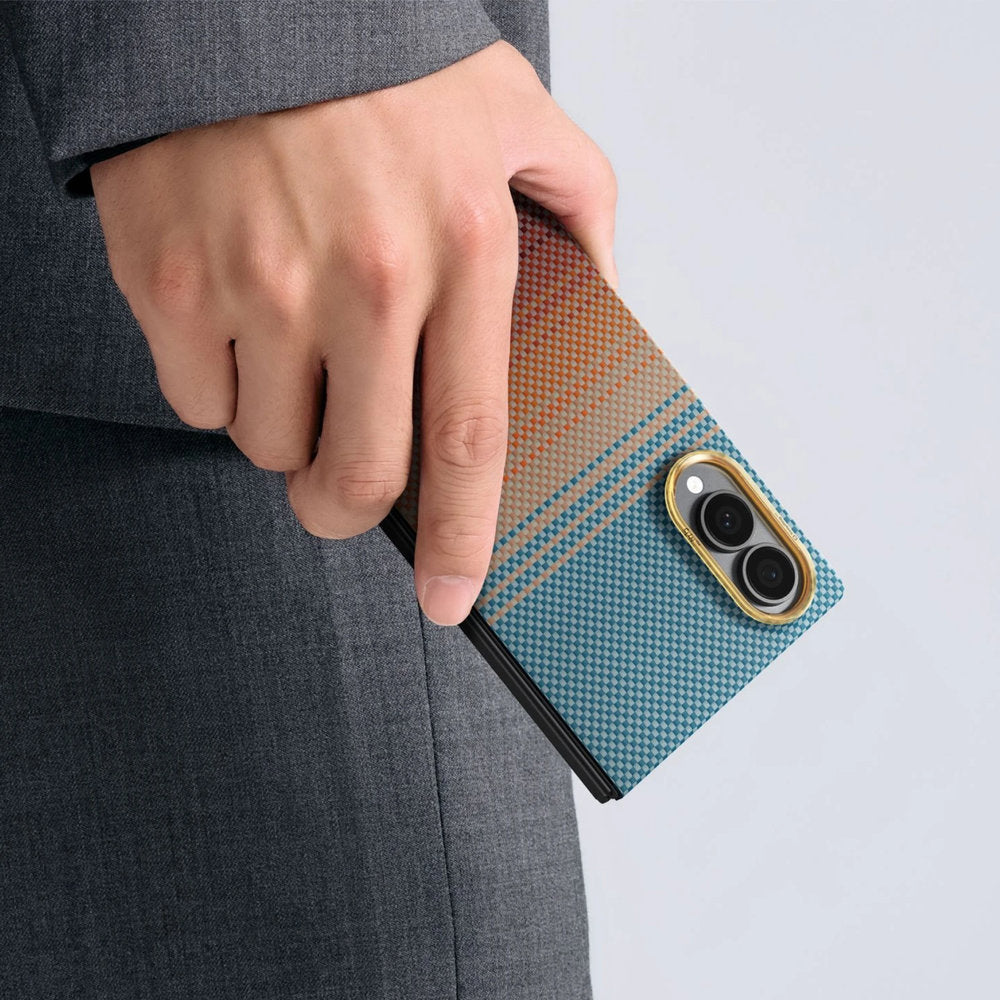 Aramid Handyhülle für Galaxy Z Fold8, PITAKA Edge Case mit MagSafe, Orange und Blau mit Kevlar (5/9)