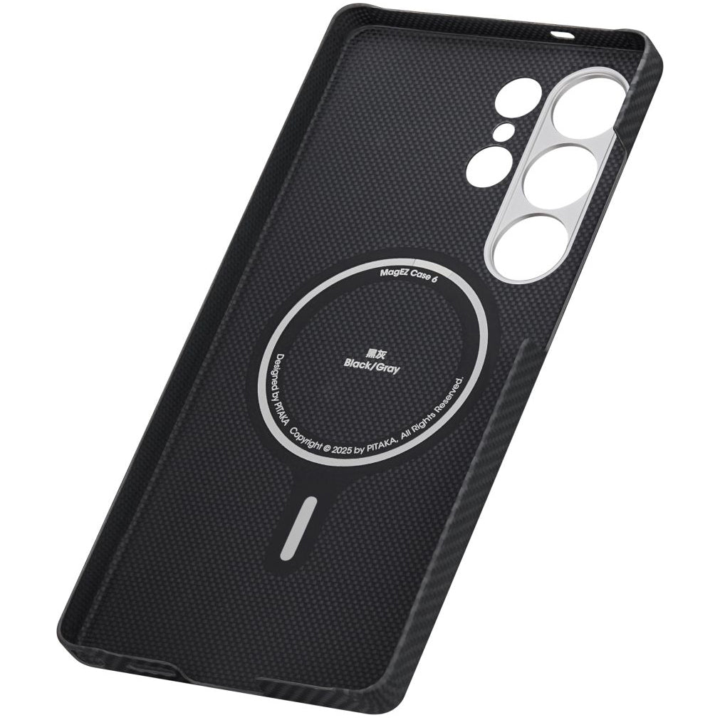 Aramid Handyhülle für Galaxy S25 Ultra, PITAKA Ultra-Slim Case mit MagSafe, Schwarz