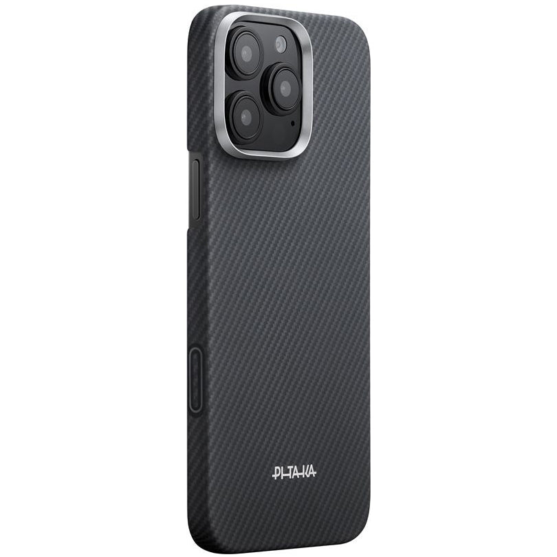Aramid Handyhülle für iPhone 16 Pro, PITAKA Ultra-Slim Case PitaTap mit MagSafe, Schwarz
