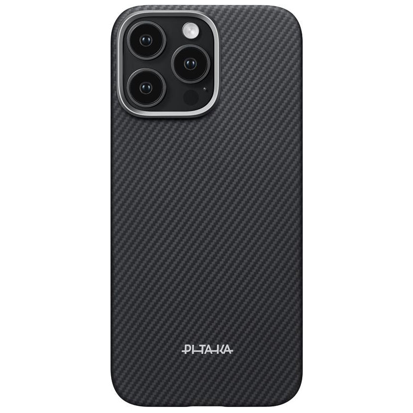 Aramid Handyhülle für iPhone 16 Pro, PITAKA Ultra-Slim Case PitaTap mit MagSafe, Schwarz