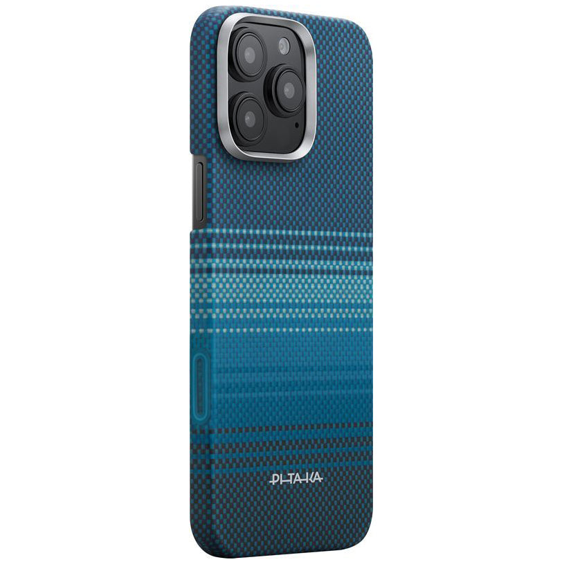 Aramid Handyhülle für iPhone 16 Pro Max, PITAKA Ultra-Slim Case PitaTap mit MagSafe, Blau ombre