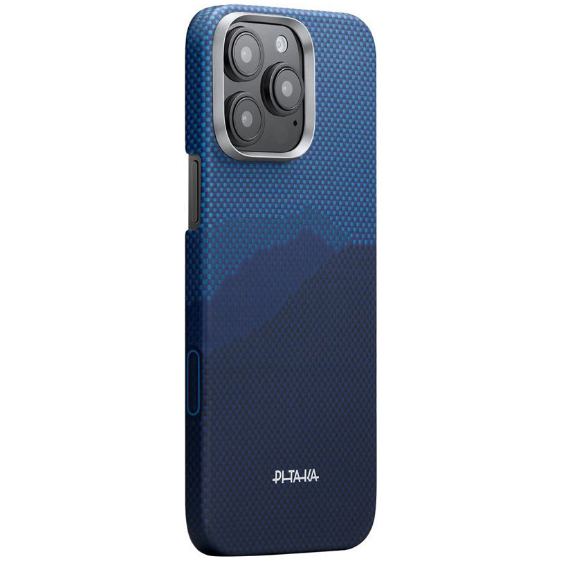 Aramid Handyhülle für iPhone 16 Pro Max, PITAKA Ultra-Slim Case PitaTap mit MagSafe, Blau ombre