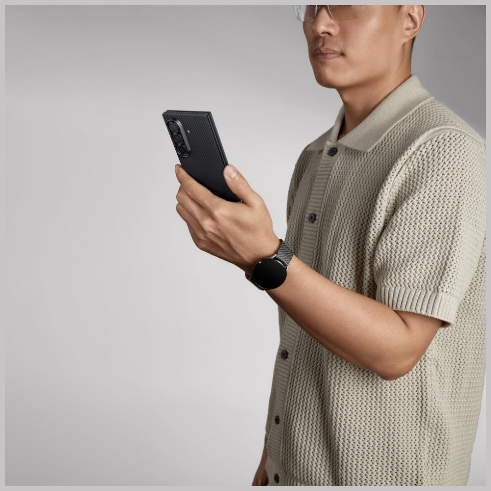 Aramid Handyhülle für Galaxy Z Fold7, PITAKA Ultra-Slim Case mit MagSafe, Schwarz mit Kevlar