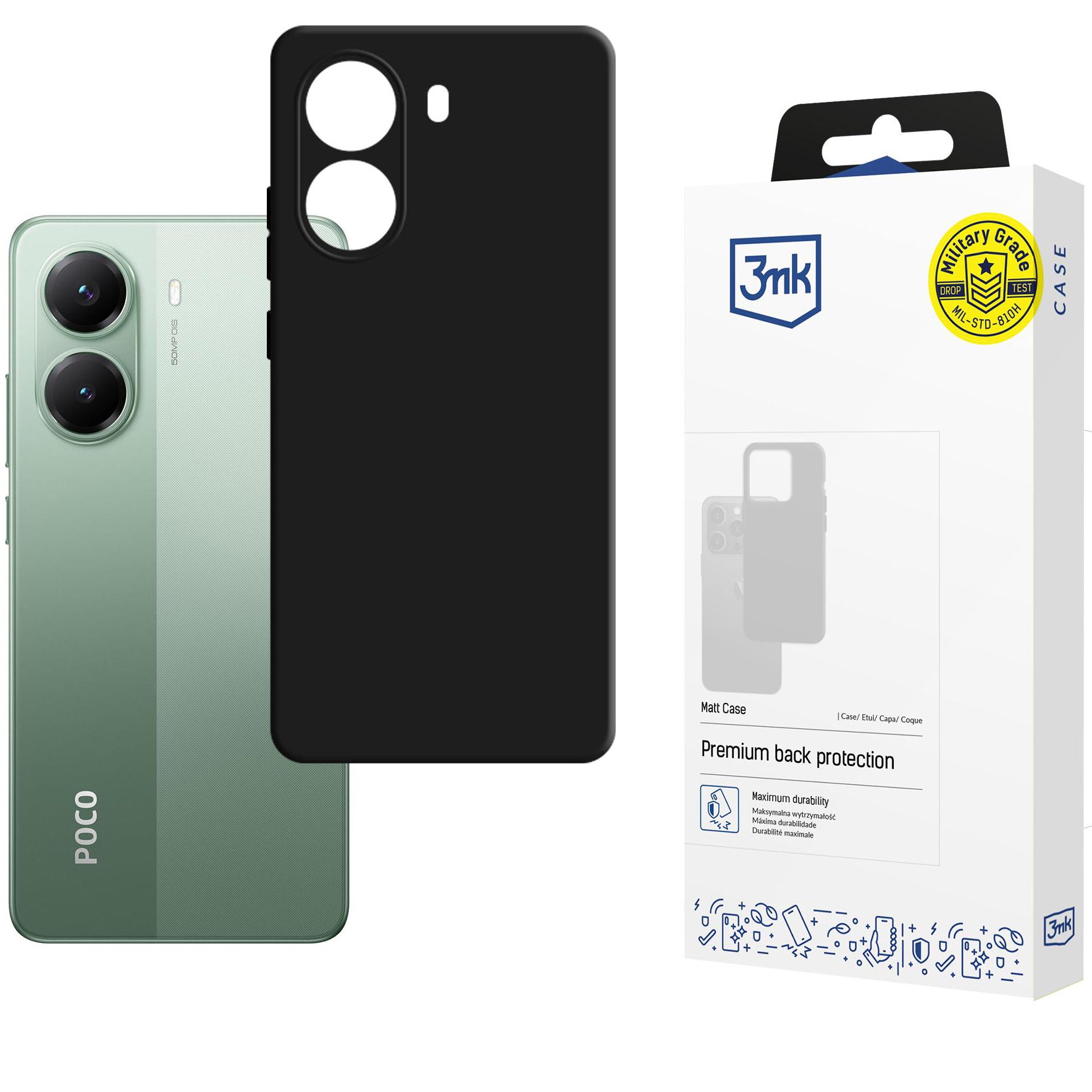 Handyhülle für POCO X7 Pro, 3mk Matt Case, Schwarz