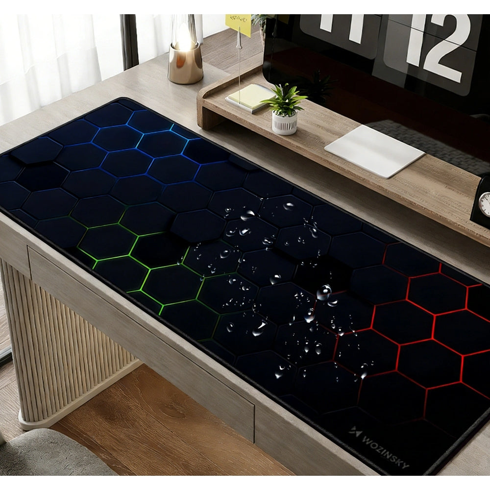 Gaming-Schreibtischunterlage wasserabweisend 30x80 cm, Wozinsky WPD-B800, Schwarz mit buntem Muster