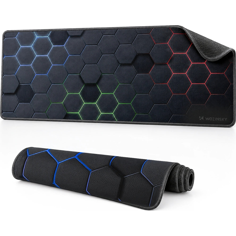 Gaming-Schreibtischunterlage wasserabweisend 30x80 cm, Wozinsky WPD-B800, Schwarz mit buntem Muster
