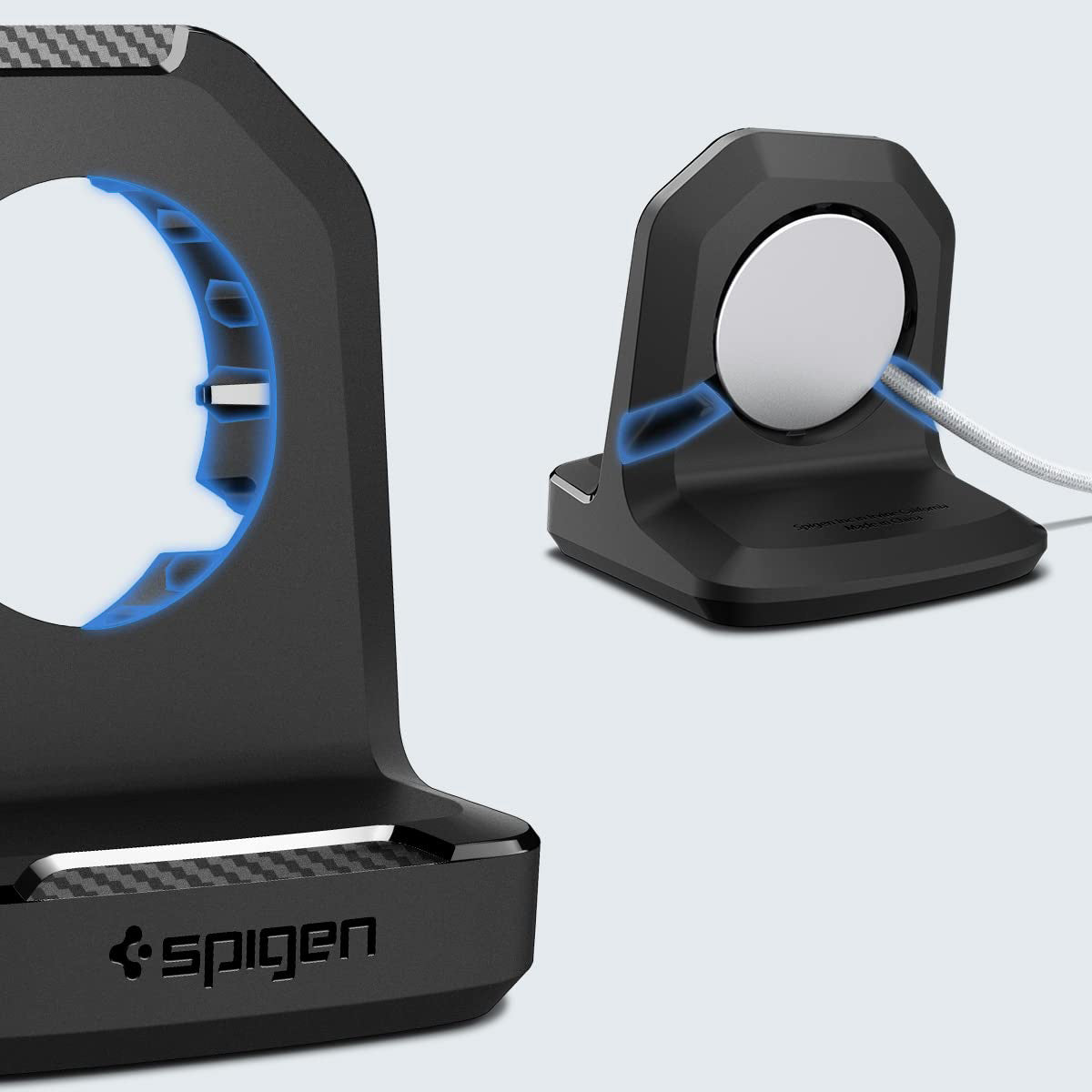 Dockingstation für Apple Watch Ladegerät, Spigen Rugged Armor Stand, Schwarz