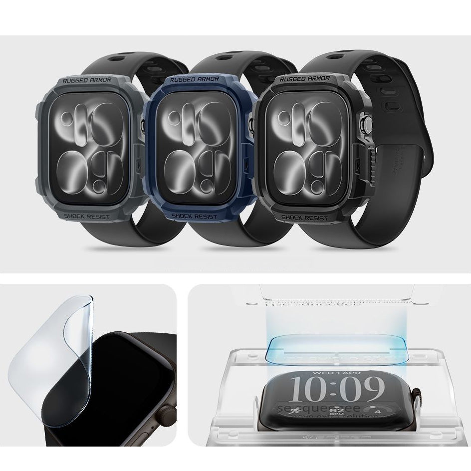 Bildschirmfolie + Applikator für Apple Watch Series 12 46mm, Spigen Elite Shield EZ Fit 2-Pack (3/10)