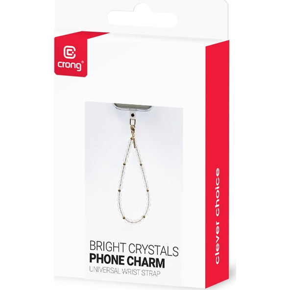 Universal-Handyband für das Handgelenk, Crong Phone Charm, Gold mit transparenten Perlen