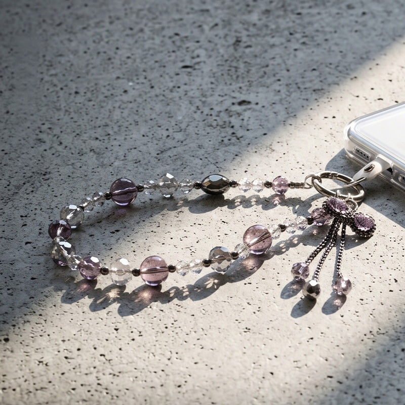 Universal-Handyband für das Handgelenk, Crong Phone Charm, Silber-Rosa