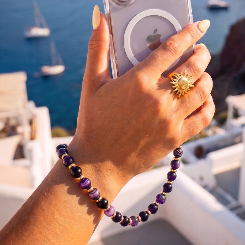 Universal-Handyband für das Handgelenk, Crong Phone Charm, Violett-Golden