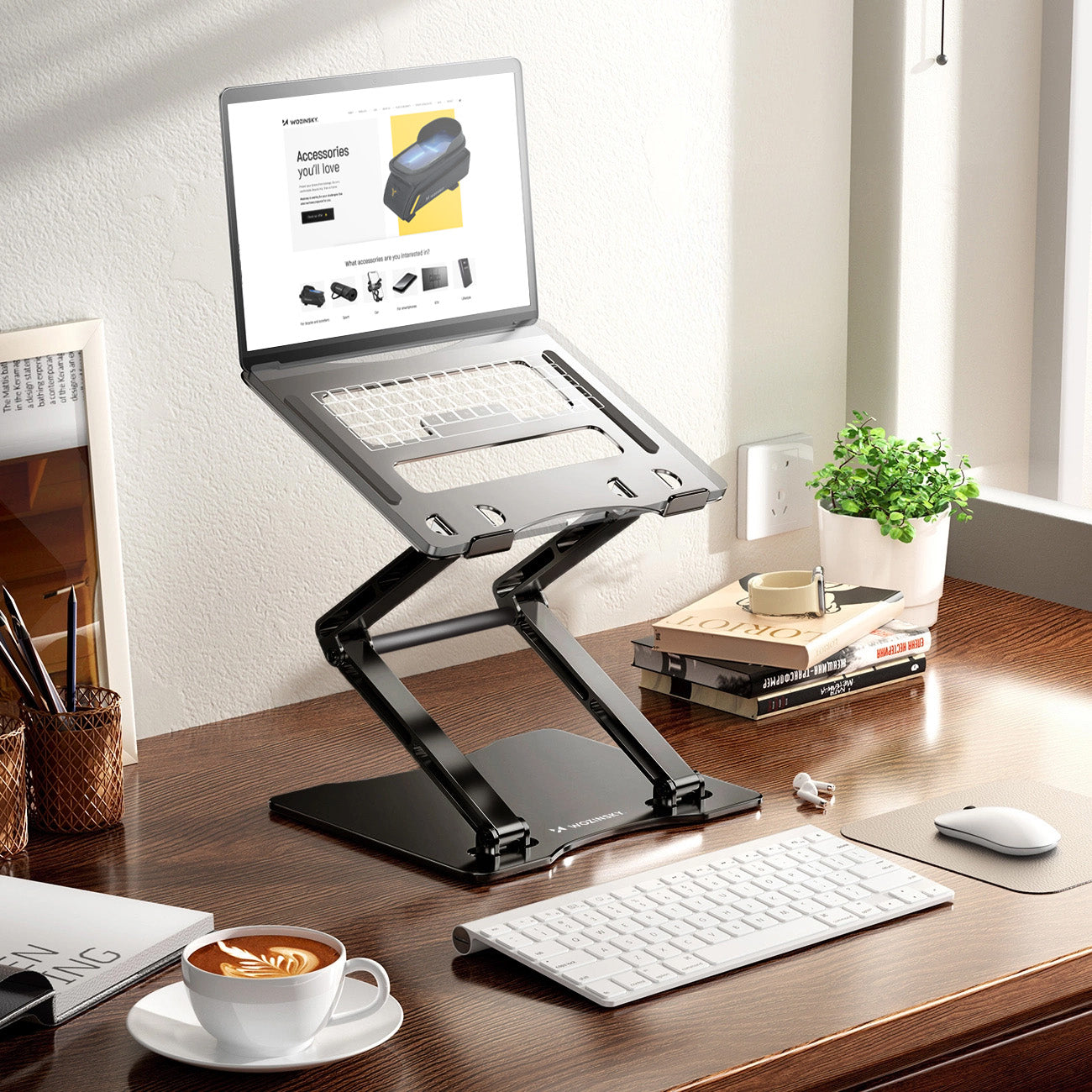 Laptop- und Tabletständer, Wozinsky WRS-CPY75DSB, Schwarz