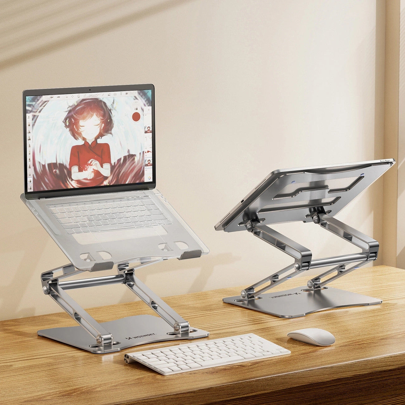 Laptop- und Tabletständer, höhenverstellbar, Wozinsky WRS-CPY75DSS, Silber