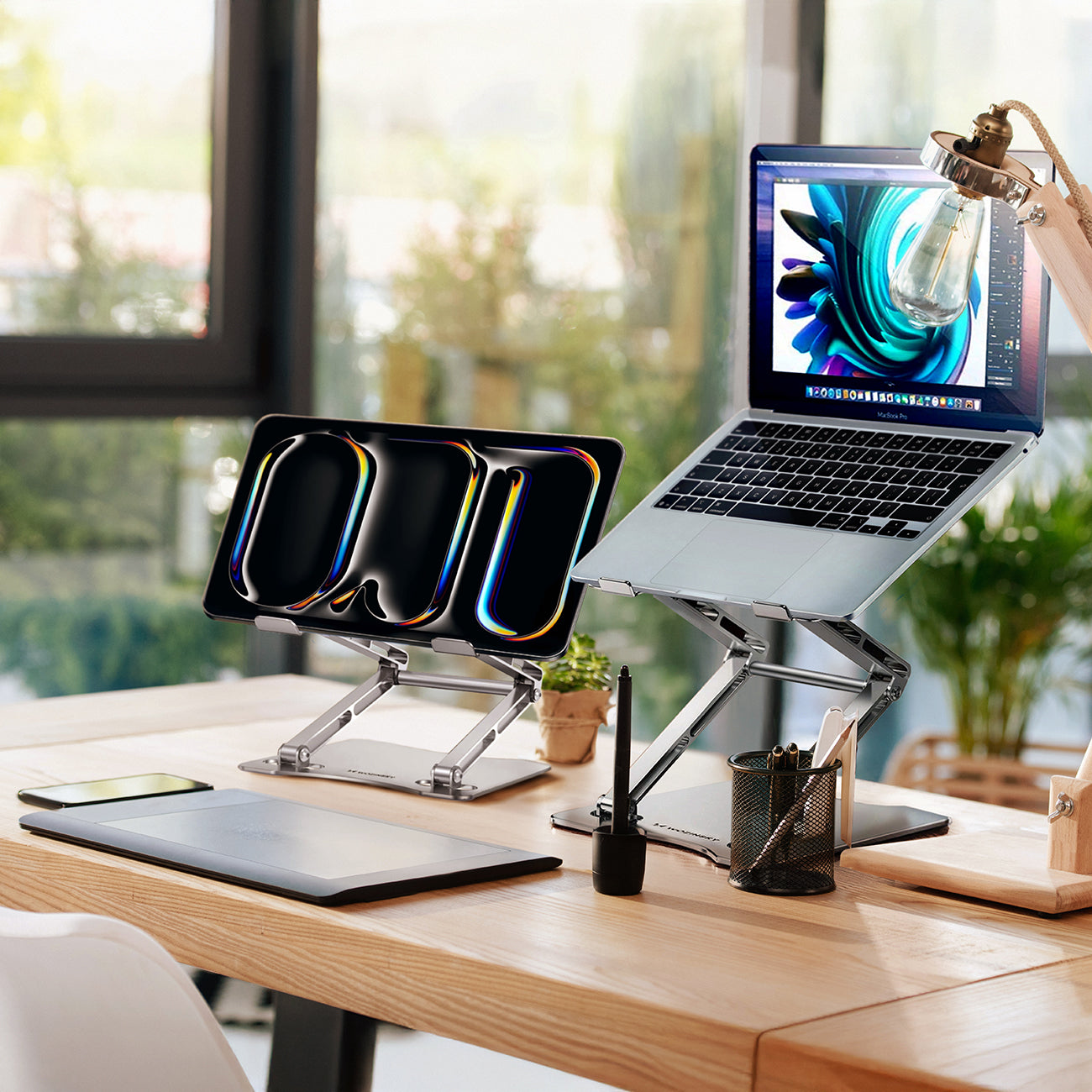 Laptop- und Tabletständer, höhenverstellbar, Wozinsky WRS-CPY75DSS, Silber