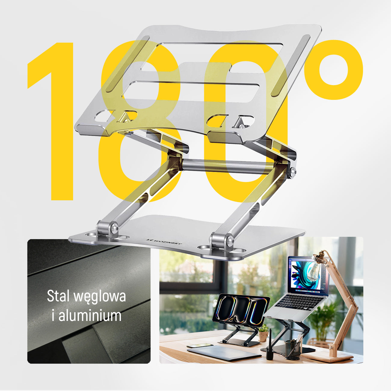 Laptop- und Tabletständer, höhenverstellbar, Wozinsky WRS-CPY75DSS, Silber