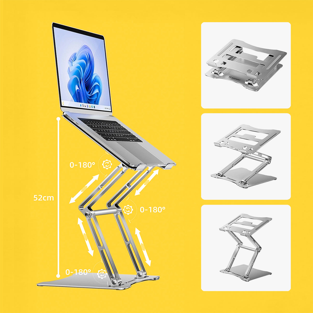 Laptop- und Tabletständer, höhenverstellbar, Wozinsky WRS-CPY75DSS, Silber