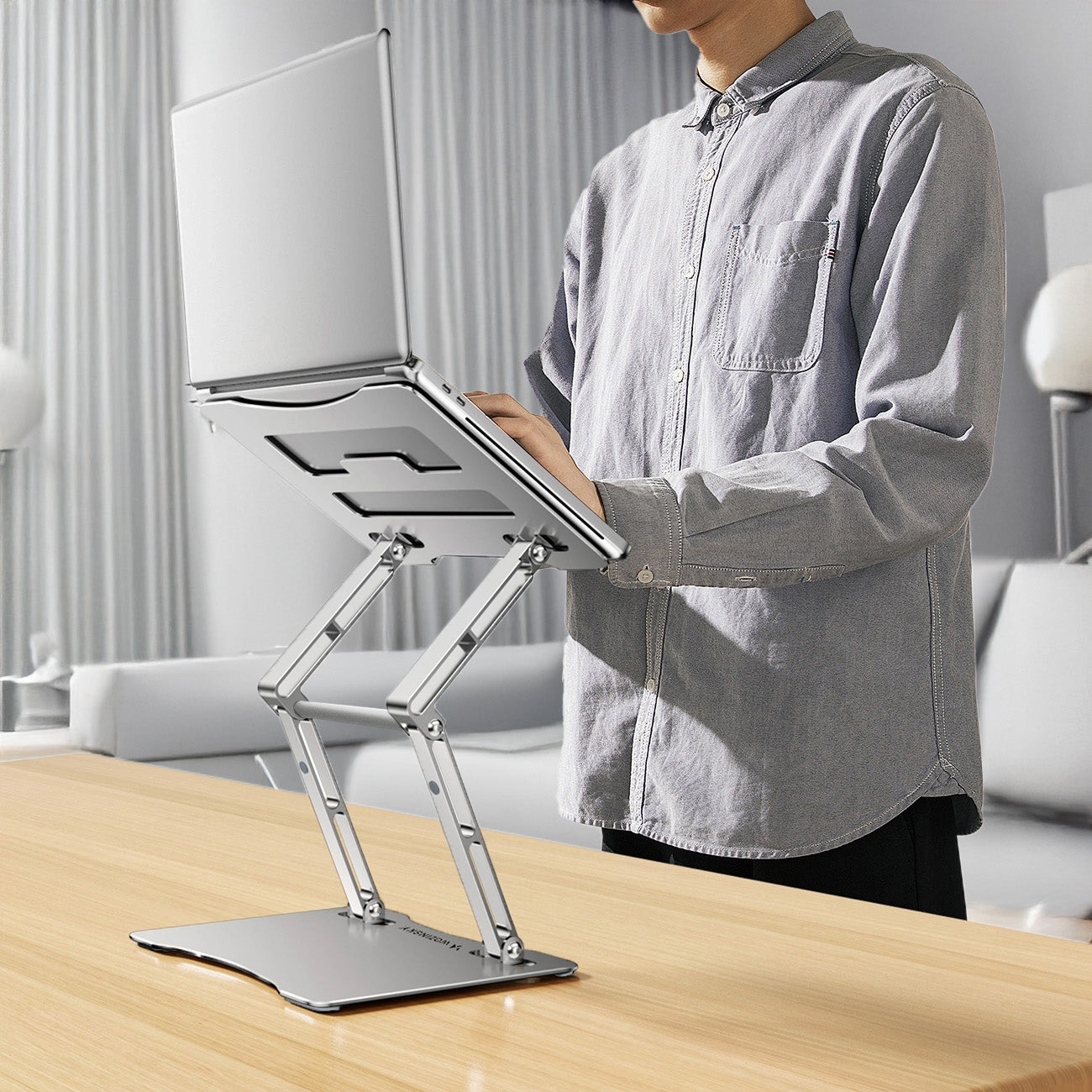 Laptop- und Tabletständer, höhenverstellbar, Wozinsky WRS-CPY75DSS, Silber